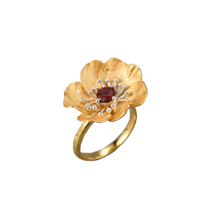 Sliver ring, shape as Flower with stone, Chandi earring, chandi ring, 18k gold plated, chandi online store.