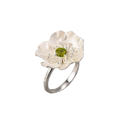 Sliver ring, shape as Flower with stone, Chandi earring, chandi ring, 18k gold plated, chandi online store.